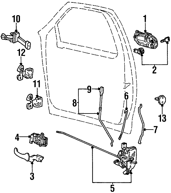 Diagram FRONT DOOR. LOCK & HARDWARE. for your 1992 Ford Explorer   