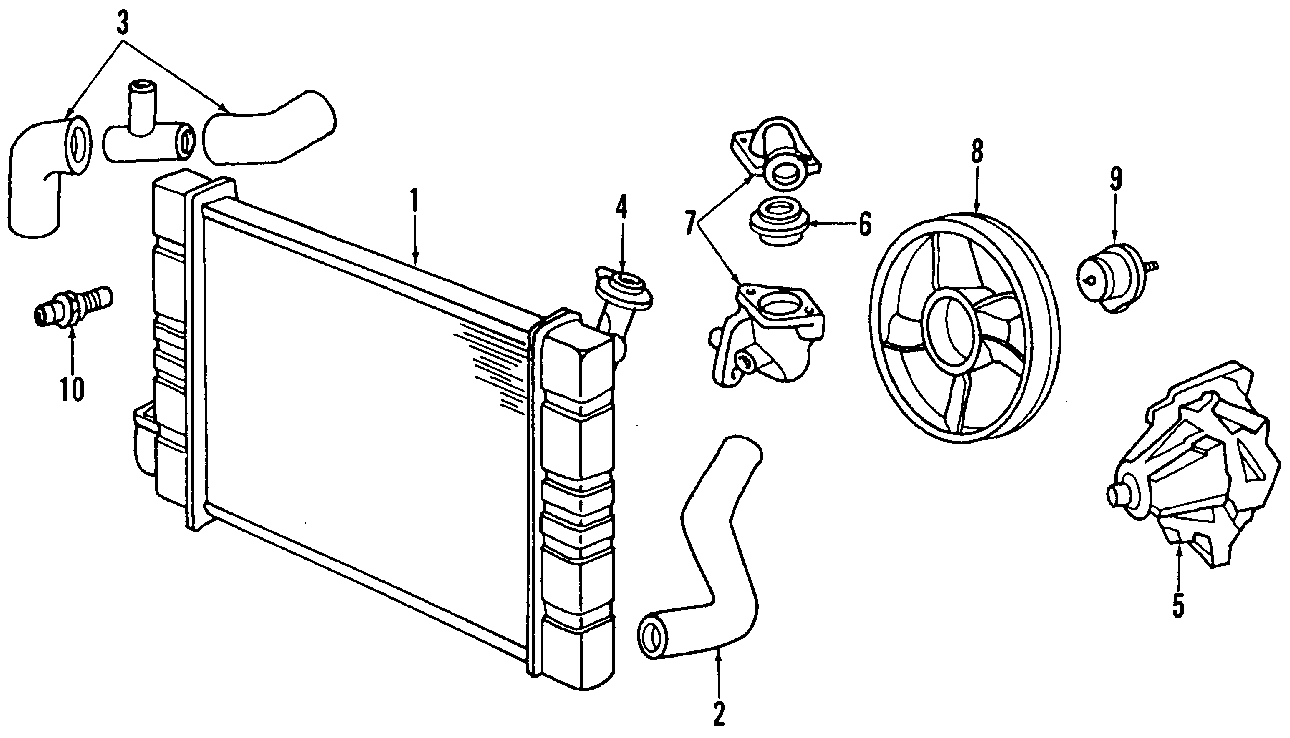 Diagram COOLING SYSTEM. COOLING FAN. RADIATOR. WATER PUMP. for your 2013 Chevrolet Equinox LTZ Sport Utility  