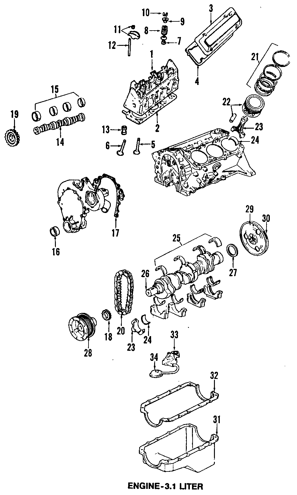 Diagram CAMSHAFT & TIMING. CRANKSHAFT & BEARINGS. CYLINDER HEAD & VALVES. LUBRICATION. MOUNTS. PISTONS. RINGS & BEARINGS. for your 2013 Chevrolet Camaro   