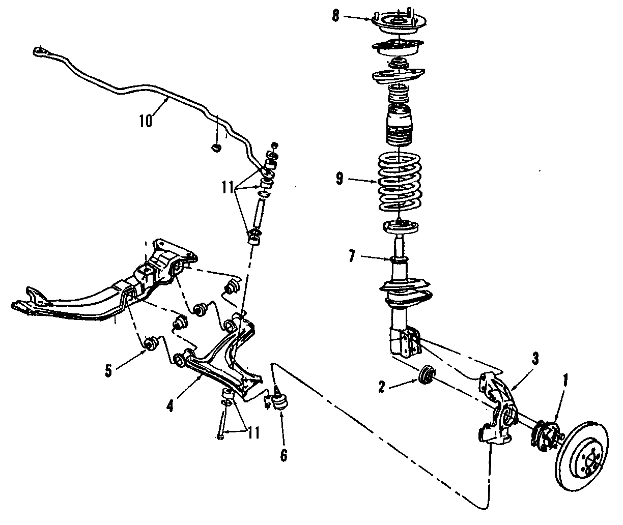 11FRONT SUSPENSION. LOWER CONTROL ARM. SUSPENSION COMPONENTS.https://images.simplepart.com/images/parts/motor/fullsize/MUP050.png