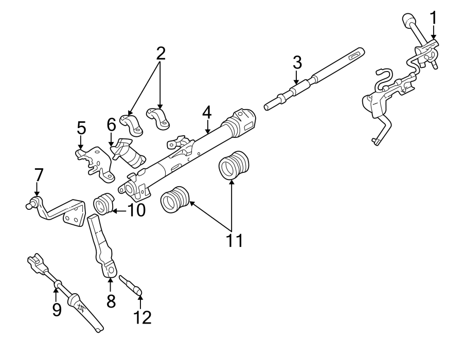 Diagram STEERING COLUMN. SHAFT & INTERNAL COMPONENTS. for your Mercury