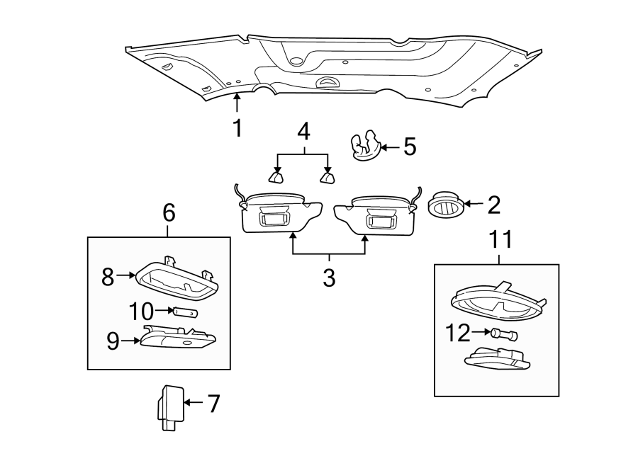 Diagram ROOF. INTERIOR TRIM. for your 2006 Ford F-150 4.2L Triton V6 A/T 4WD STX Extended Cab Pickup Stepside 