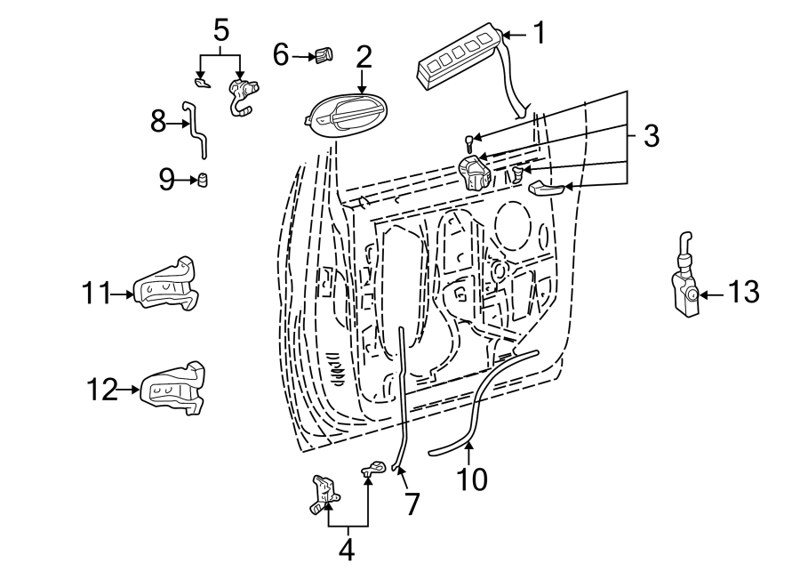 Diagram FRONT DOOR. LOCK & HARDWARE. for your 1992 Ford Explorer   