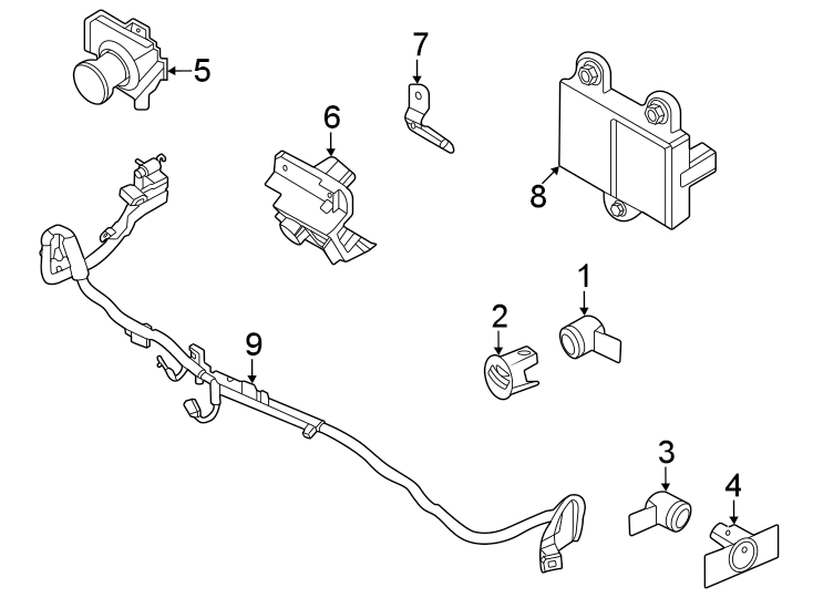 Diagram Front bumper & grille. Electrical components. for your 2015 Lincoln MKZ Base Sedan  