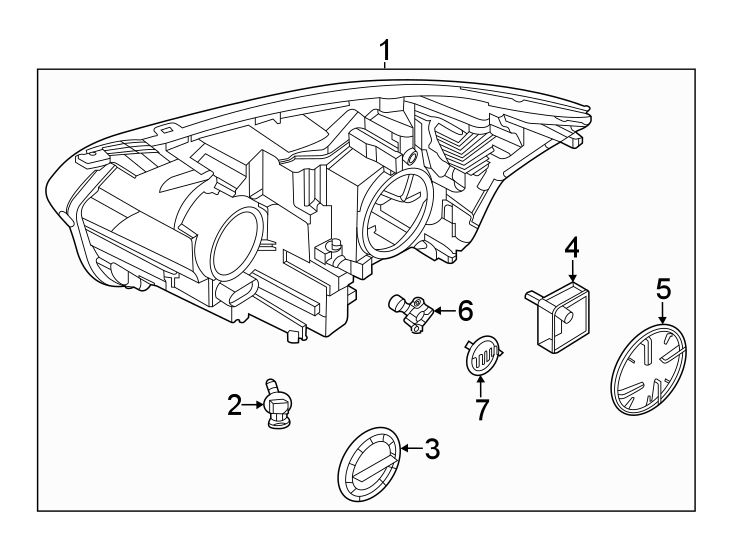 Diagram Front lamps. Headlamp components. for your Ford E-Transit  