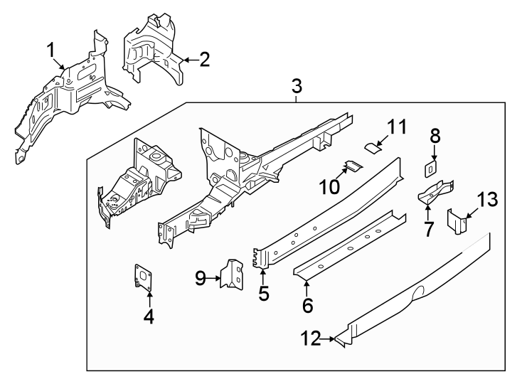 Diagram Fender. Structural components & rails. for your Ford