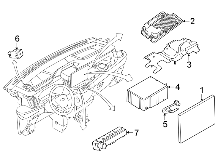 Diagram Instrument panel. Sound system. for your 1992 Ford Bronco   