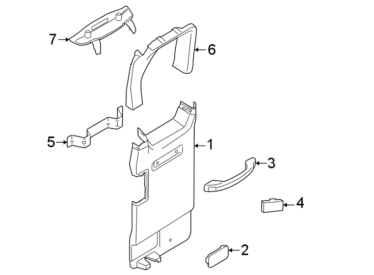 Diagram Side loading door. Interior trim. for your 2015 Ford F-150 5.0L V8 FLEX A/T RWD Platinum Crew Cab Pickup Fleetside 