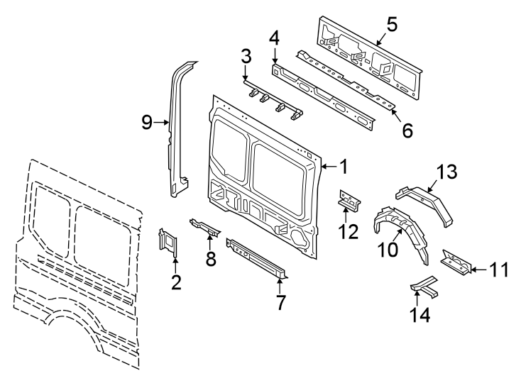 Diagram Side panel. Inner structure. for your 2022 Ford Police Interceptor Utility   