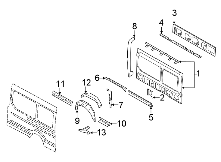 Diagram Side panel. Inner structure. for your 2022 Ford Police Interceptor Utility   