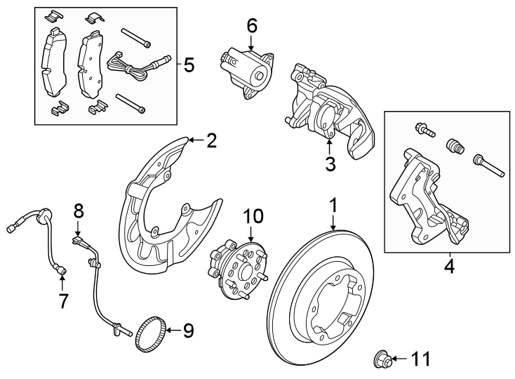 Diagram Rear suspension. Brake components. for your 2015 Lincoln MKZ Base Sedan 2.0L EcoBoost A/T AWD 