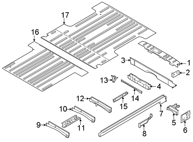 Diagram Rear body & floor. Floor & rails. for your Ford