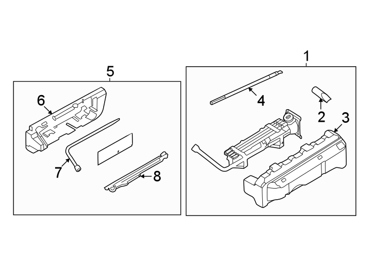 Diagram Rear body & floor. Jack & components. for your 2019 Ford F-150  XL Standard Cab Pickup Fleetside 