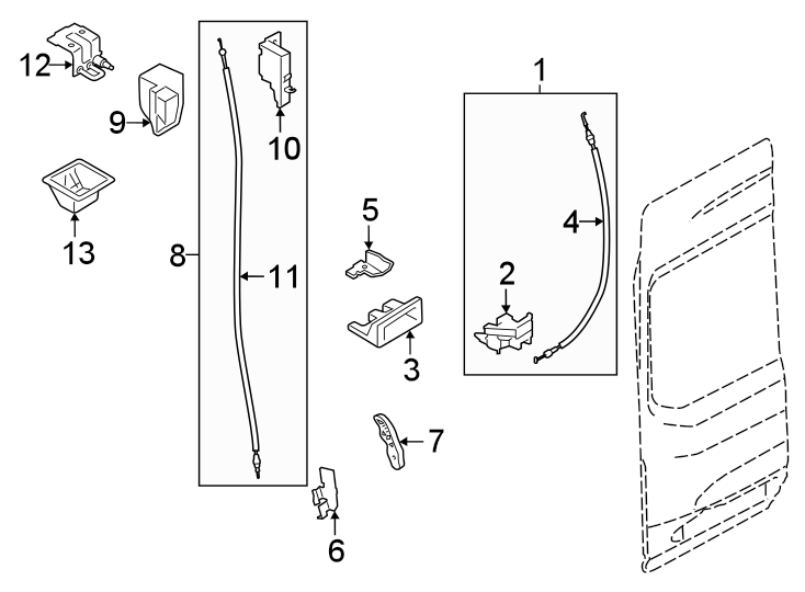 Diagram Back door. Lock & hardware. for your 2015 Ford E-350 Super Duty   