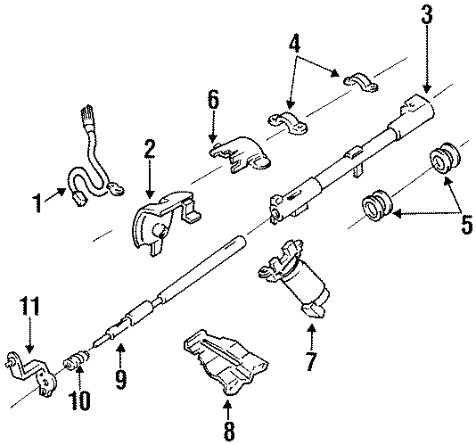 Diagram STEERING COLUMN. HOUSING & COMPONENTS. for your Mercury