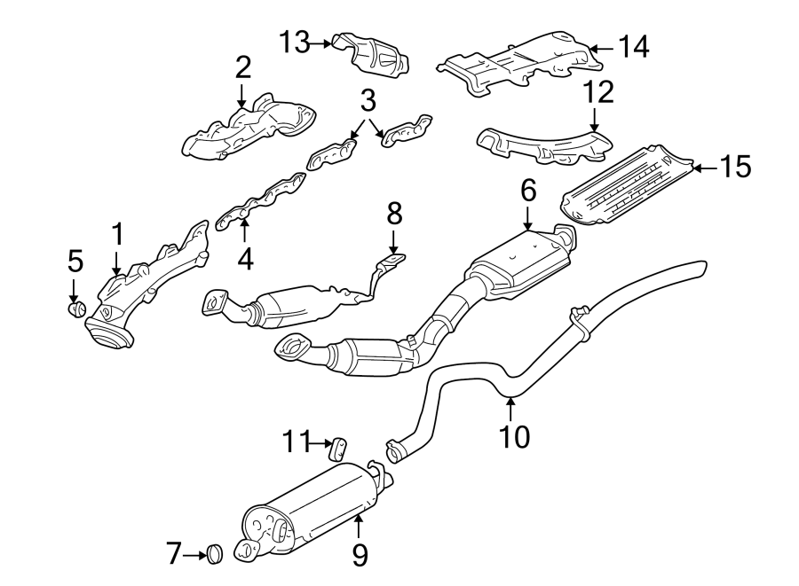 Diagram EXHAUST SYSTEM. EXHAUST COMPONENTS. for your 2015 Ford Taurus   