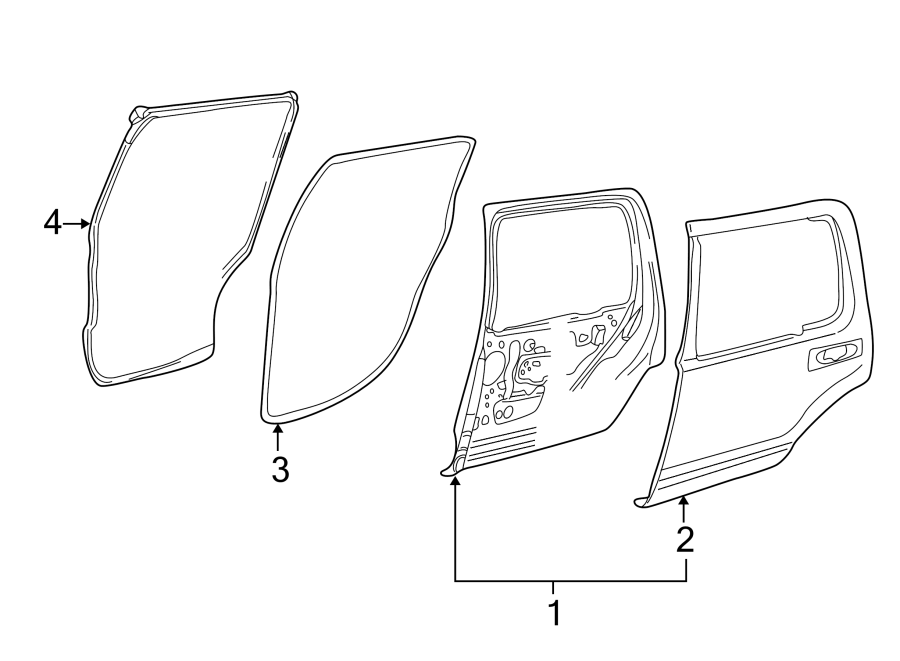 Diagram REAR DOOR. DOOR & COMPONENTS. for your 1986 Ford F-150   