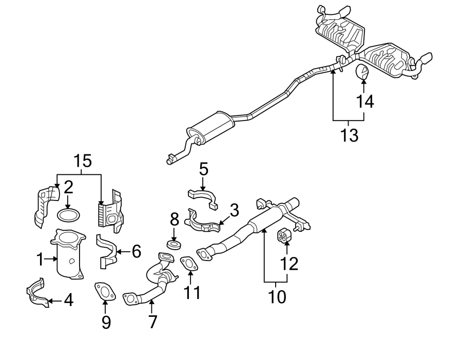 Diagram EXHAUST SYSTEM. EXHAUST COMPONENTS. for your 2019 Ford F-150 2.7L EcoBoost V6 A/T RWD XLT Extended Cab Pickup Fleetside 