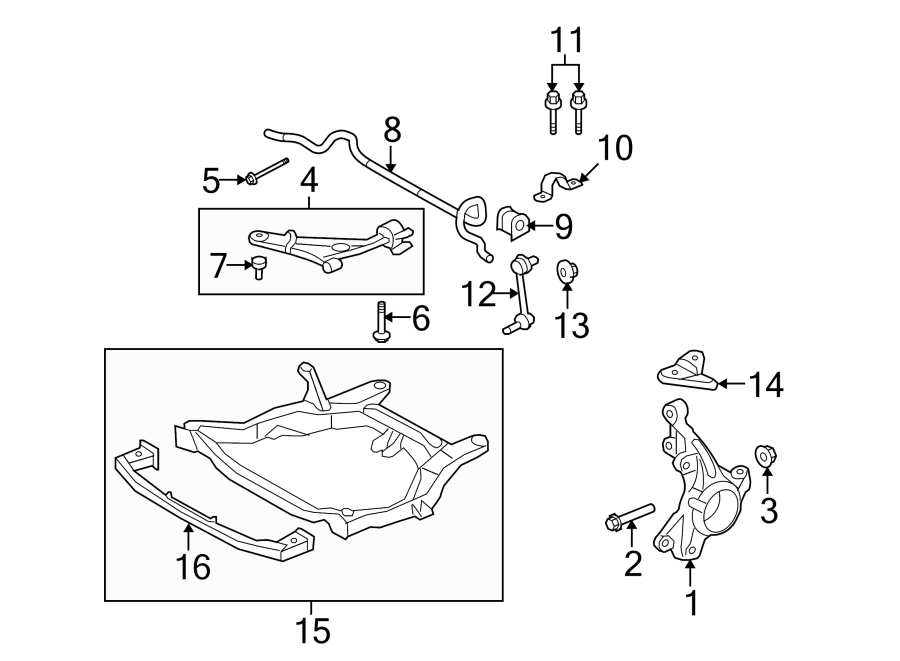 Diagram FRONT SUSPENSION. SUSPENSION COMPONENTS. for your 2017 Lincoln MKZ Premiere Hybrid Sedan  