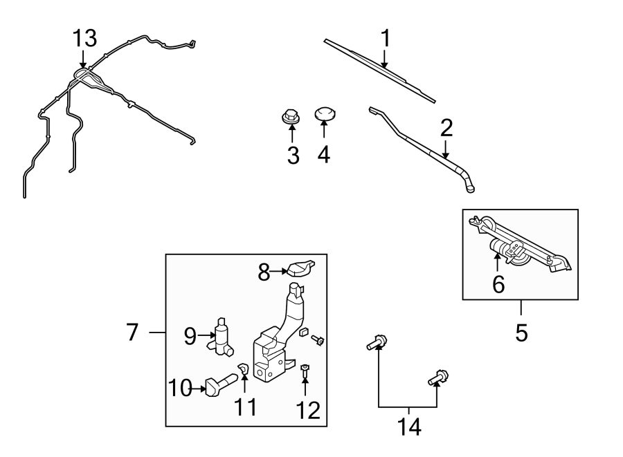 Diagram WINDSHIELD. WIPER & WASHER COMPONENTS. for your 2019 Lincoln MKZ Hybrid Sedan  