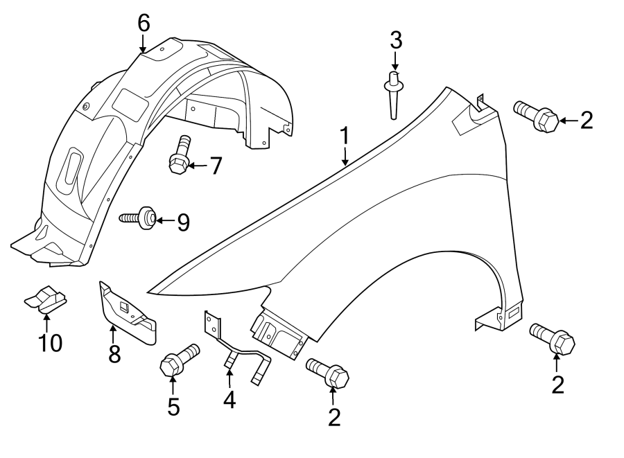 Diagram FENDER & COMPONENTS. for your 2017 Lincoln MKZ Select Hybrid Sedan  