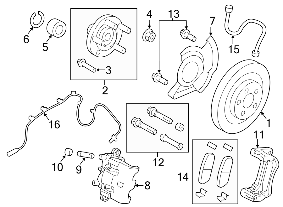 Diagram FRONT SUSPENSION. BRAKE COMPONENTS. for your 2015 Lincoln MKZ   