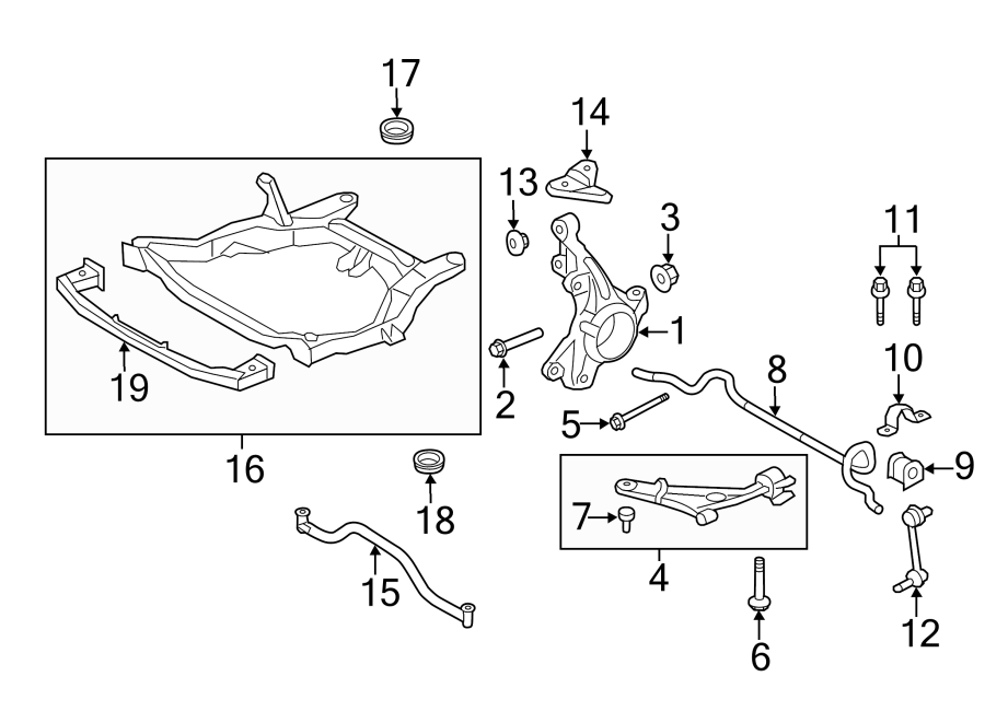 Diagram FRONT SUSPENSION. SUSPENSION COMPONENTS. for your 2015 Lincoln MKZ   