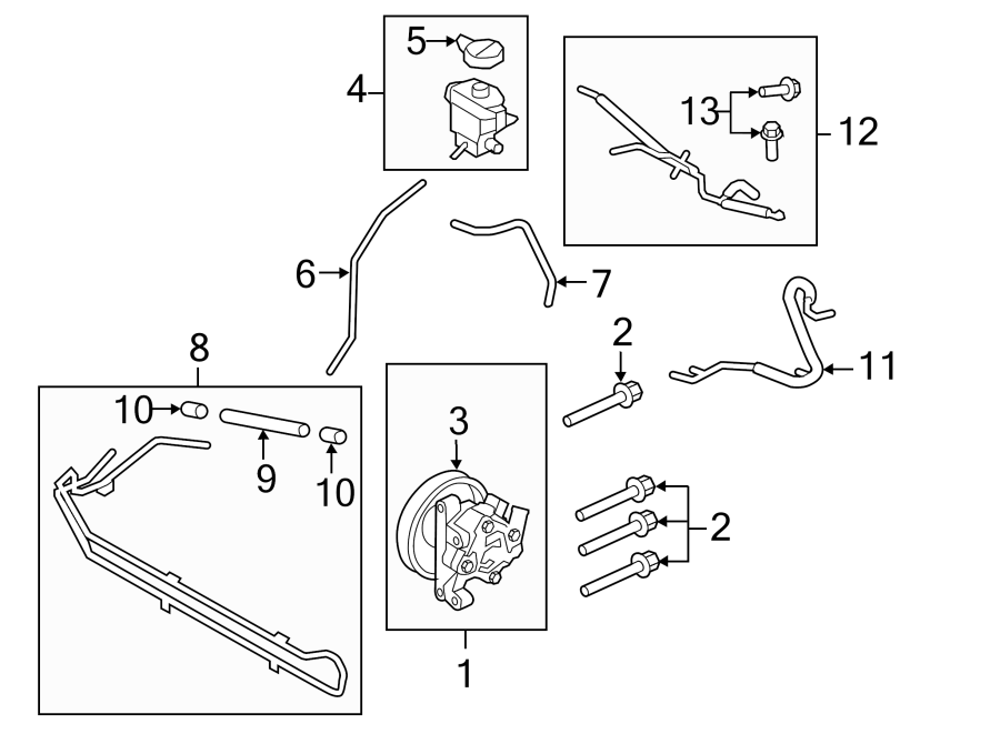 Diagram STEERING GEAR & LINKAGE. PUMP & HOSES. for your 2009 Lincoln MKZ   