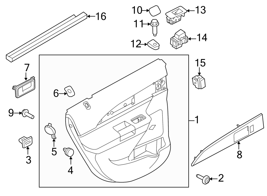 Diagram REAR DOOR. INTERIOR TRIM. for your 2012 Ford F-150 3.5L EcoBoost V6 A/T RWD Lariat Crew Cab Pickup Fleetside 