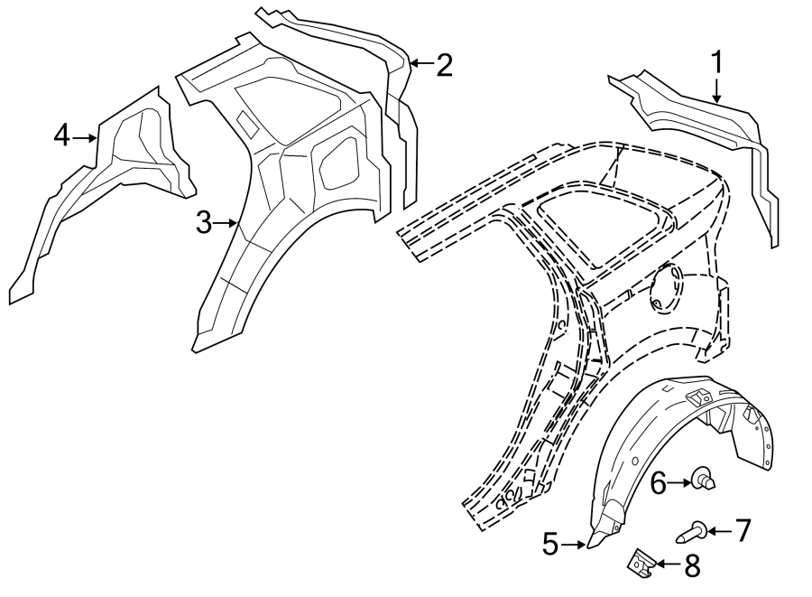 Diagram QUARTER PANEL. INNER STRUCTURE. for your 1994 Ford F-150   