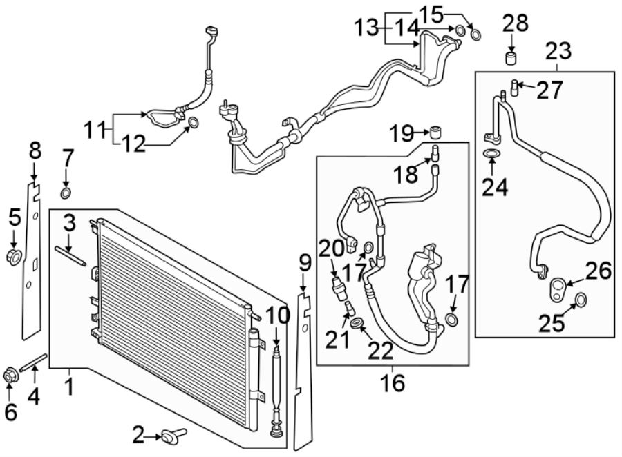 Diagram AIR CONDITIONER & HEATER. COMPRESSOR & LINES. for your Ford