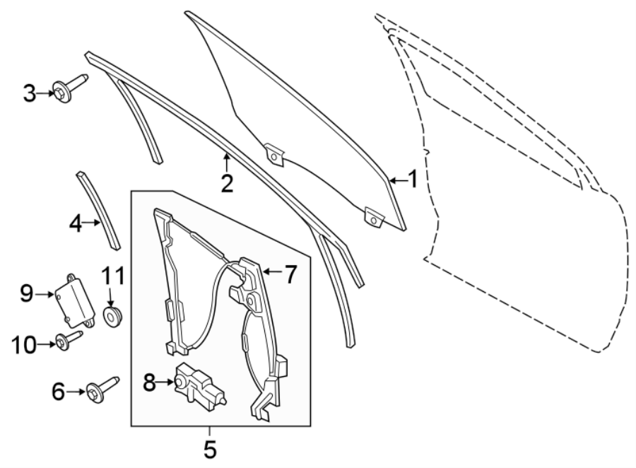 Diagram FRONT DOOR. GLASS & HARDWARE. for your 2020 Ford F-150 3.5L EcoBoost V6 A/T RWD XL Standard Cab Pickup Fleetside 