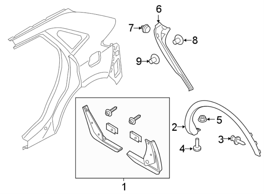 QUARTER PANEL. EXTERIOR TRIM. Diagram