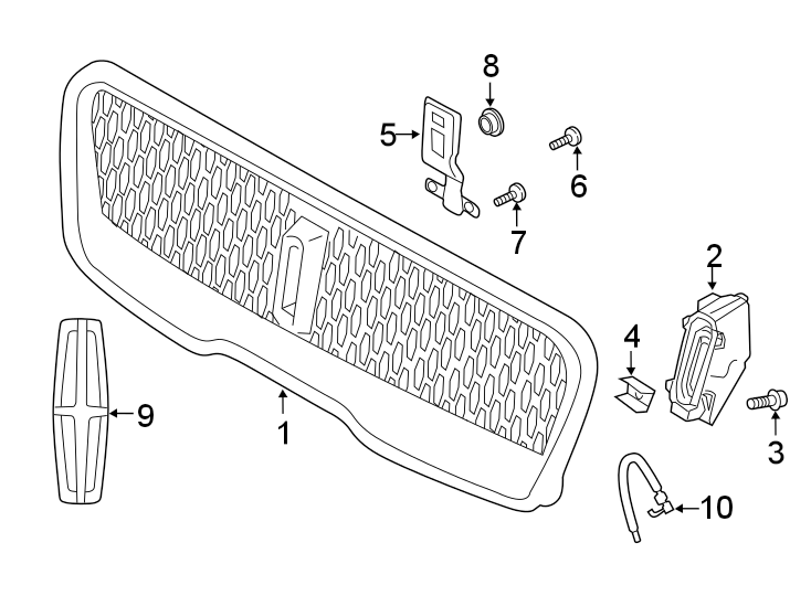 Diagram FRONT BUMPER & GRILLE. GRILLE & COMPONENTS. for your 2018 Ford F-150 3.5L EcoBoost V6 A/T 4WD XL Standard Cab Pickup Fleetside 