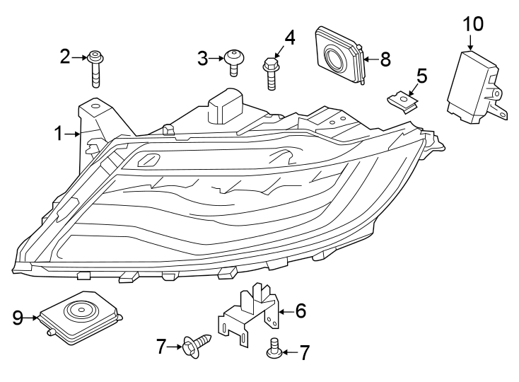 Diagram FRONT LAMPS. HEADLAMP COMPONENTS. for your 2017 Lincoln MKZ Select Hybrid Sedan  