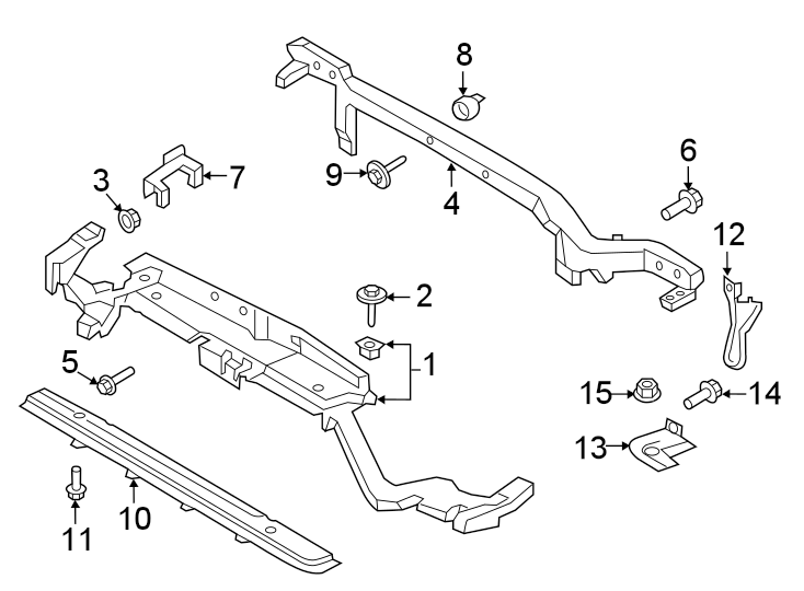 Diagram RADIATOR SUPPORT. for your 2021 Lincoln Nautilus 2.7L EcoBoost V6 A/T FWD Reserve Sport Utility 