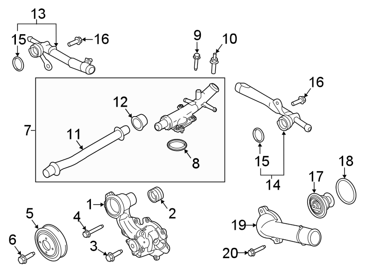 Diagram WATER PUMP. for your Ford Escape  