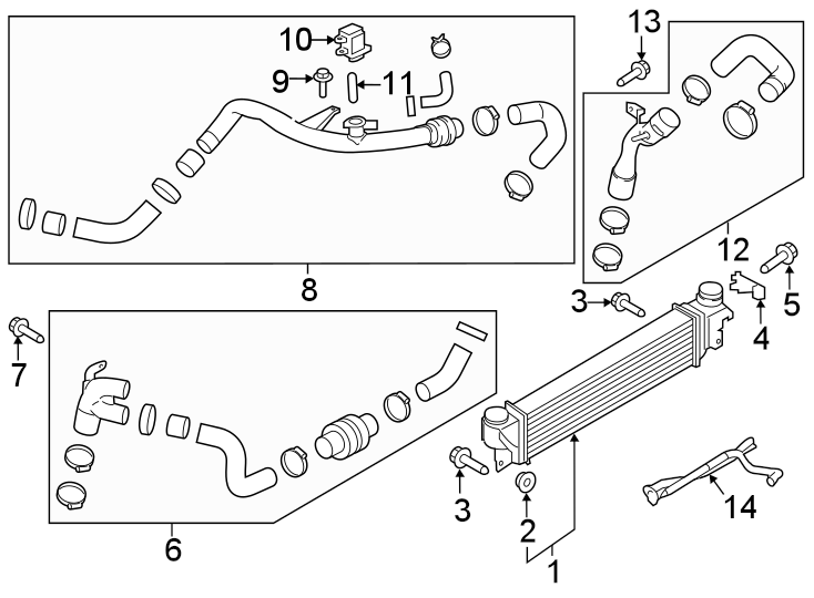 Diagram Intercooler. for your 2022 Lincoln Nautilus 2.7L EcoBoost V6 A/T AWD Black Label Sport Utility 