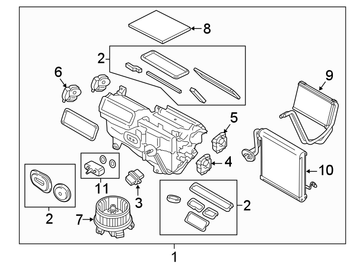 Diagram AIR CONDITIONER & HEATER. EVAPORATOR COMPONENTS. for your 1993 Ford Ranger   