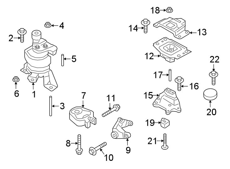 Diagram ENGINE / TRANSAXLE. ENGINE & TRANS MOUNTING. for your 2019 Lincoln MKZ Base Sedan  