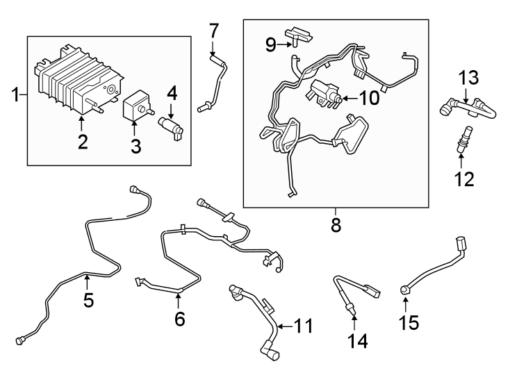 Diagram EMISSION SYSTEM. EMISSION COMPONENTS. for your 2016 Ford Fusion   