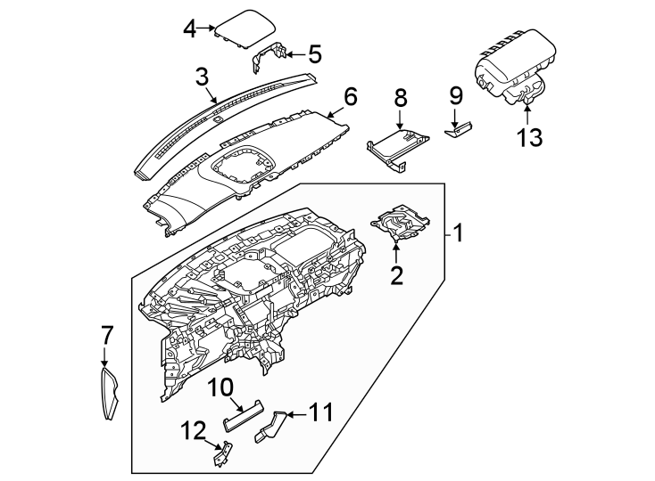 Diagram Instrument panel components. for your 2009 Ford F-250 Super Duty 5.4L Triton V8 M/T 4WD XL Extended Cab Pickup 