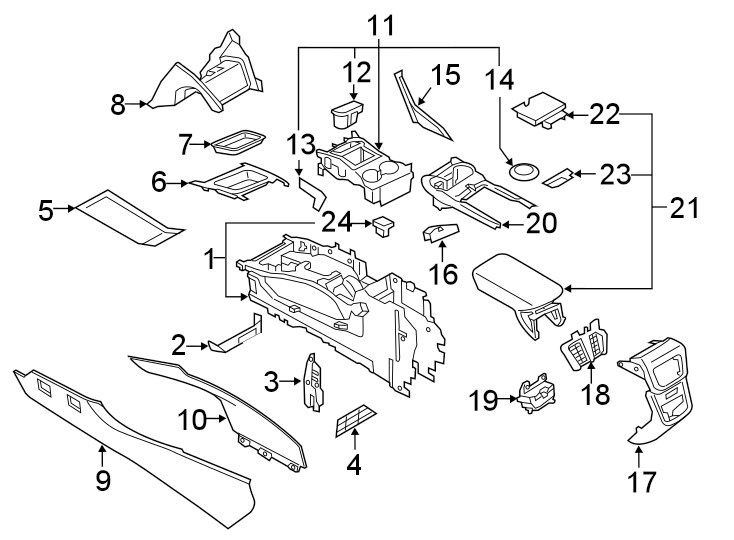 Diagram CENTER CONSOLE. for your Lincoln Nautilus  