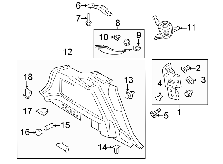 Diagram QUARTER PANEL. INTERIOR TRIM. for your Lincoln MKZ  