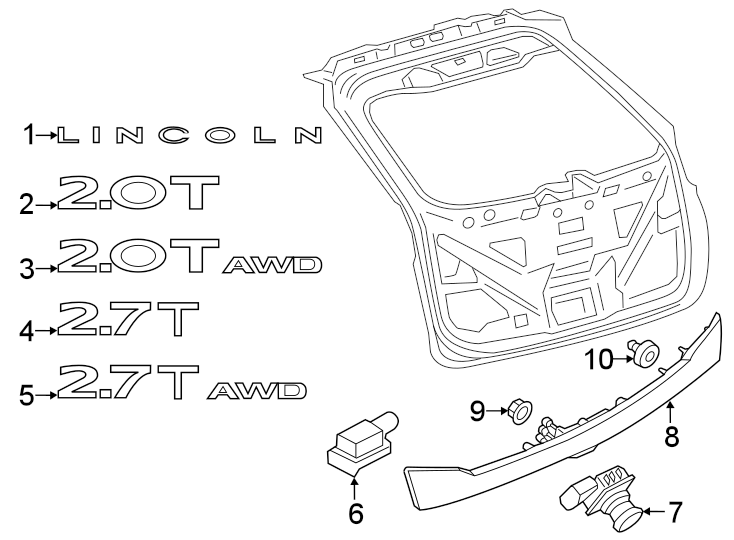 Diagram LIFT GATE. EXTERIOR TRIM. for your 1996 Ford F-150  XL Standard Cab Pickup Fleetside 