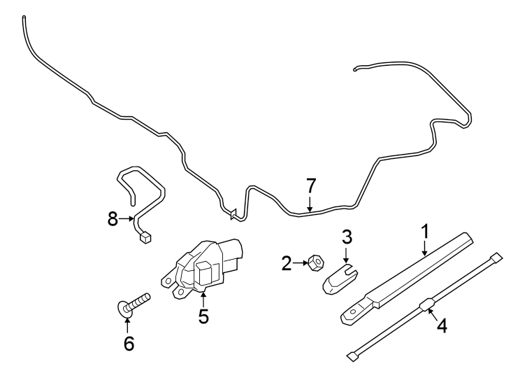 Diagram Wiper & washer components. for your 2020 Lincoln Nautilus 2.7L EcoBoost V6 A/T FWD Reserve Sport Utility 