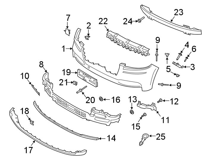 Diagram FRONT BUMPER & GRILLE. BUMPER & COMPONENTS. for your 2007 Lincoln MKZ   