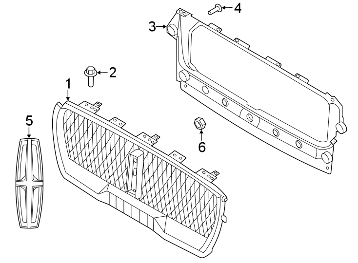 FRONT BUMPER & GRILLE. GRILLE & COMPONENTS. Diagram