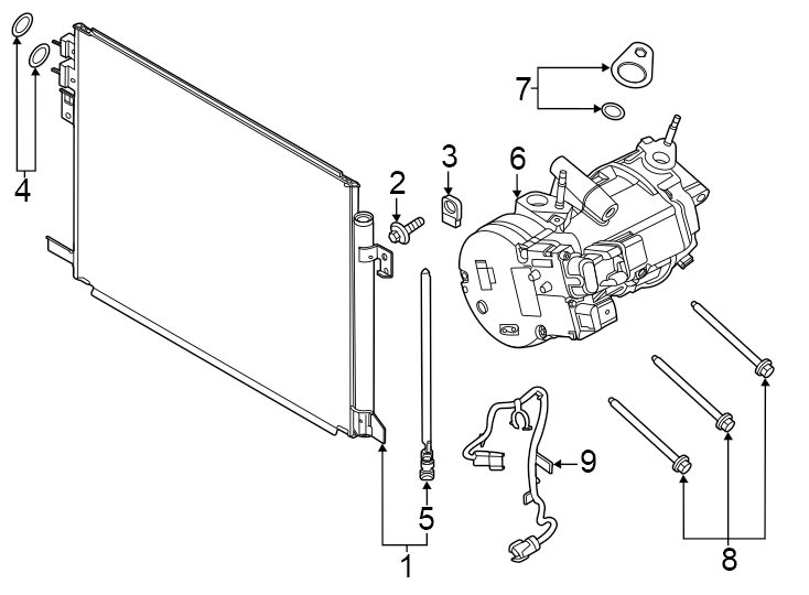 Diagram AIR CONDITIONER & HEATER. COMPRESSOR & LINES. for your 2021 Lincoln Aviator  Black Label Grand Touring Sport Utility 