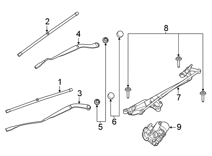 Diagram WINDSHIELD. WIPER COMPONENTS. for your 2016 Ford Transit-350 HD 3.2L Power-Stroke 5 cylinder DIESEL A/T XL Extended Passenger Van 